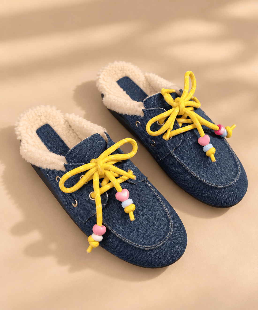 Mules mocassins lacets jeans - Léone