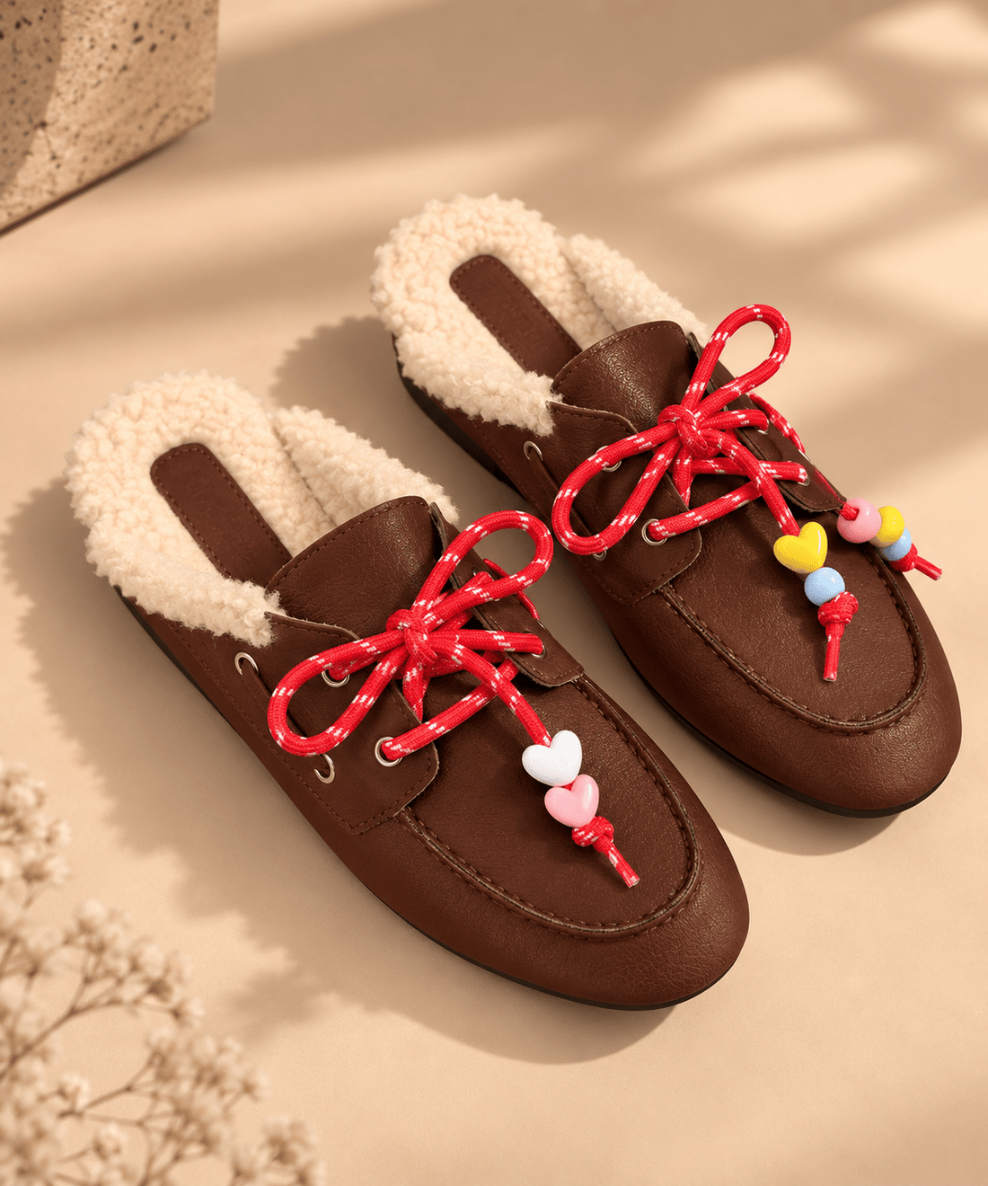 Mules mocassins lacets marron - Léone