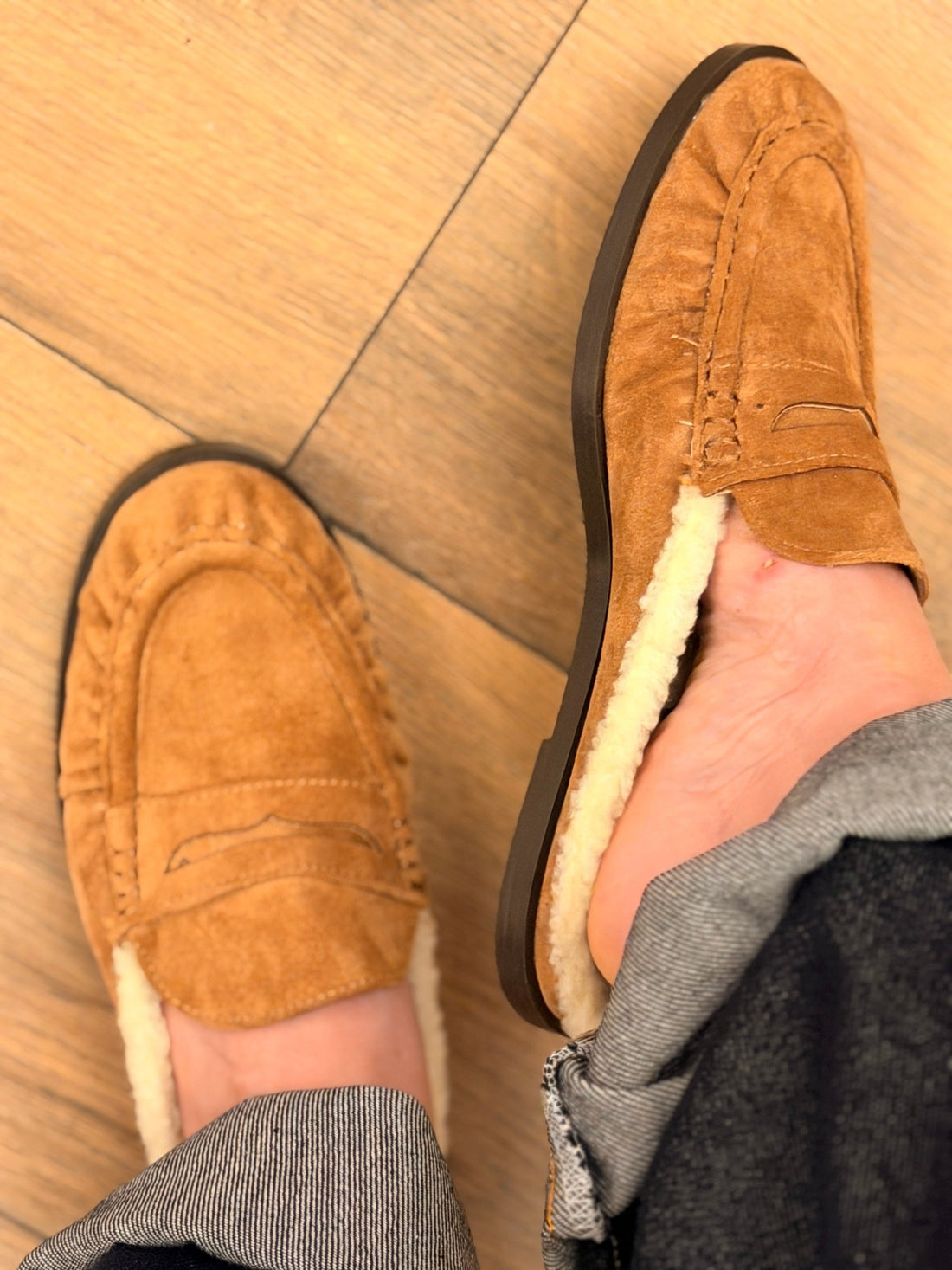 Mules mocassins mouton camel - Léone