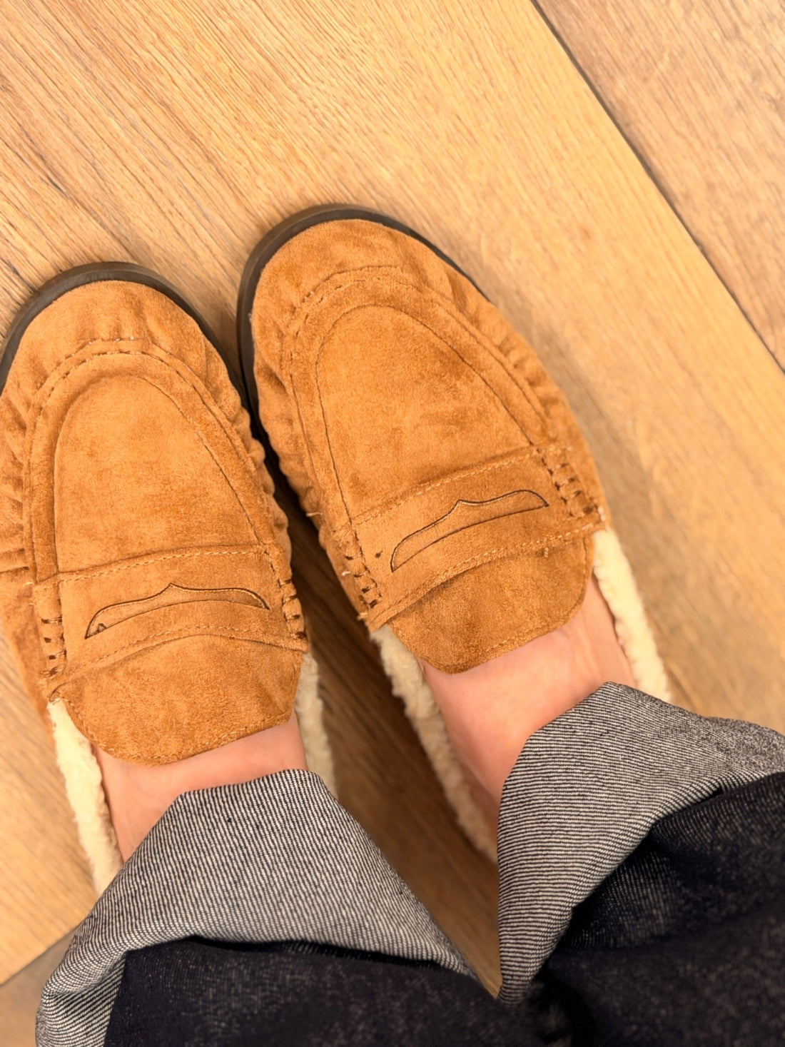 Mules mocassins mouton camel - Léone