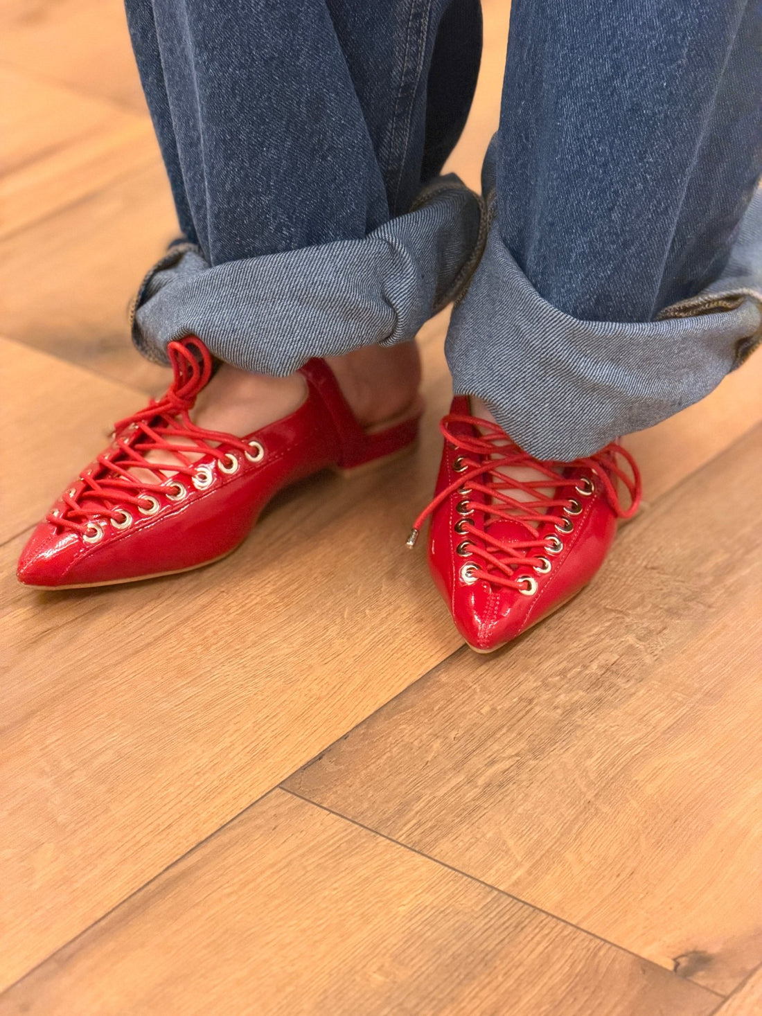 Mules rouges a lacets - Léone