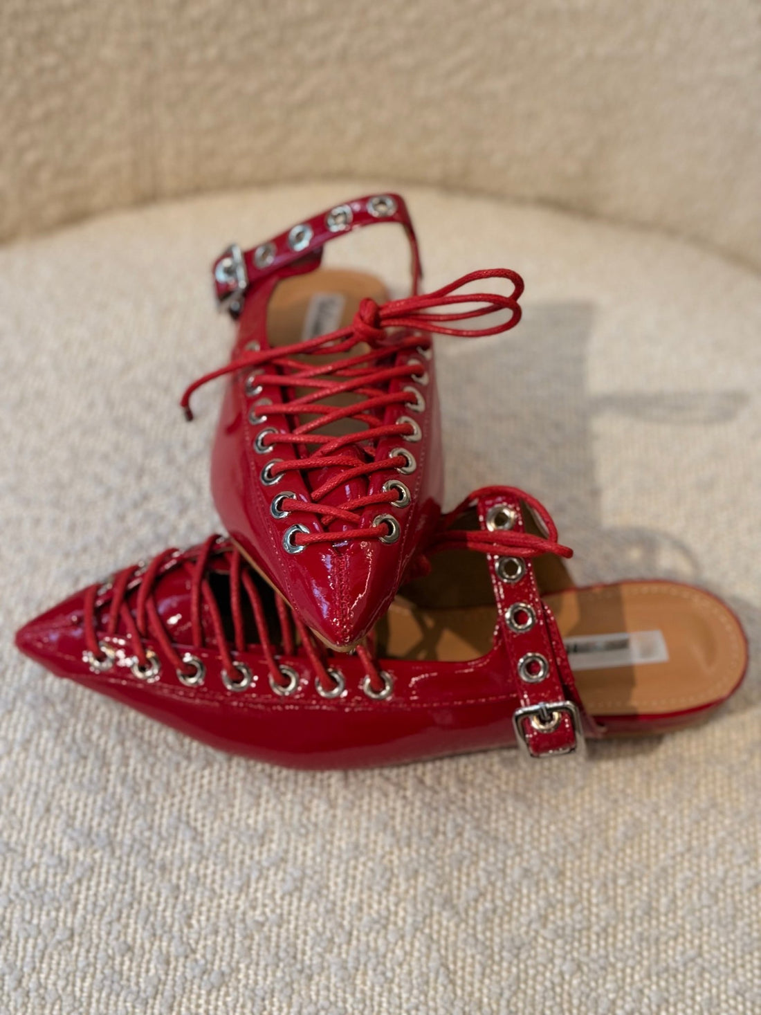 Mules rouges a lacets - Léone