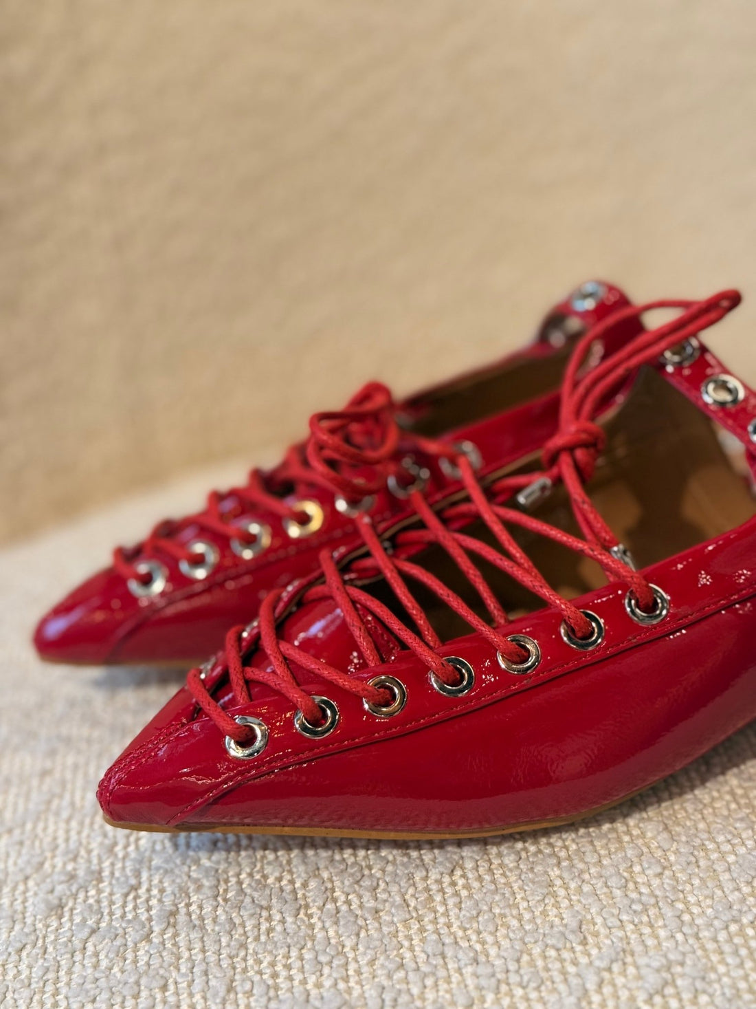 Mules rouges a lacets - Léone