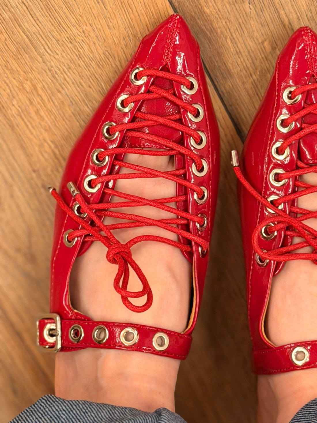 Mules rouges a lacets - Léone