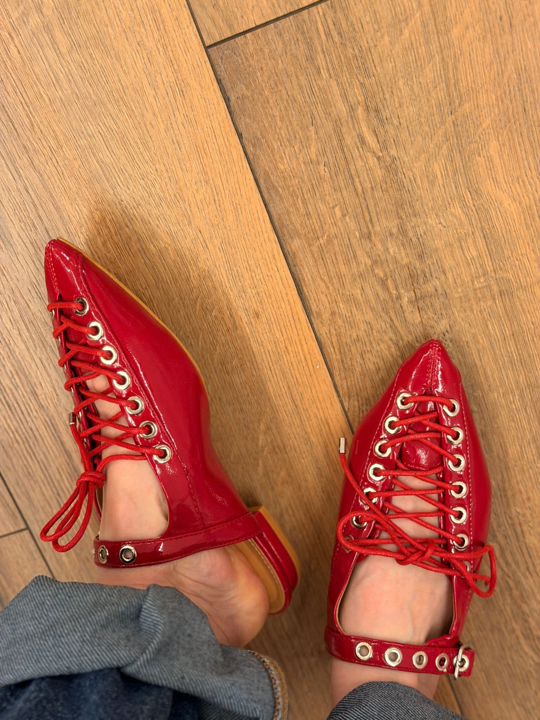 Mules rouges a lacets - Léone