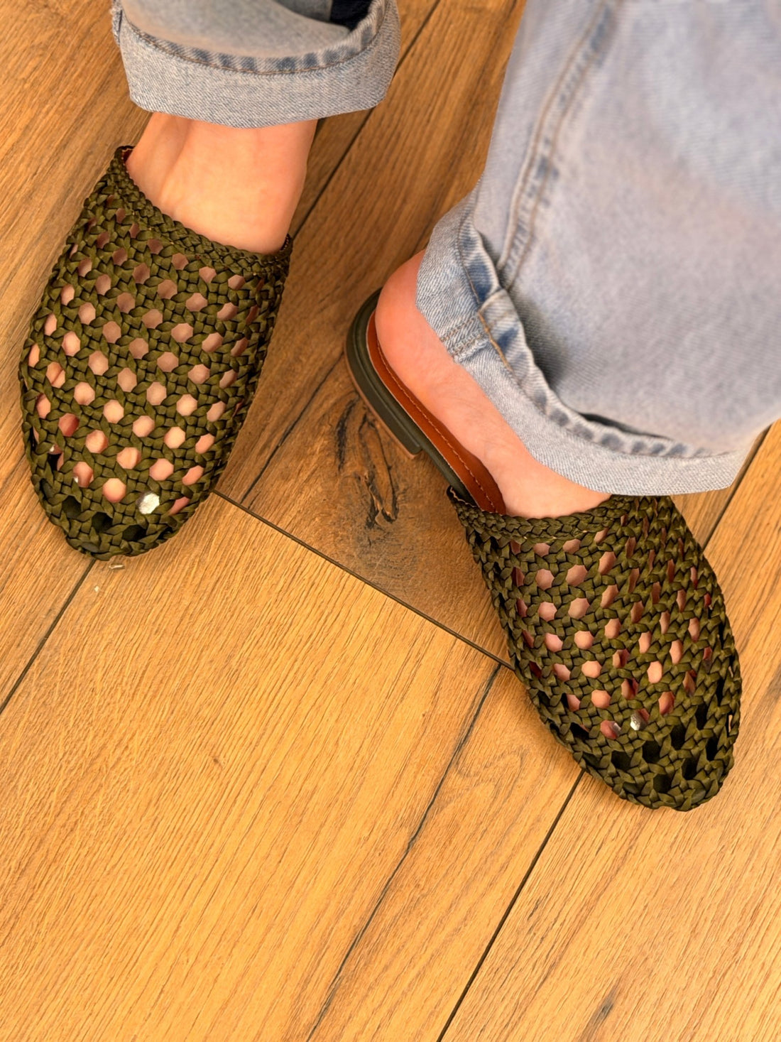 Mules tressées kaki - Léone
