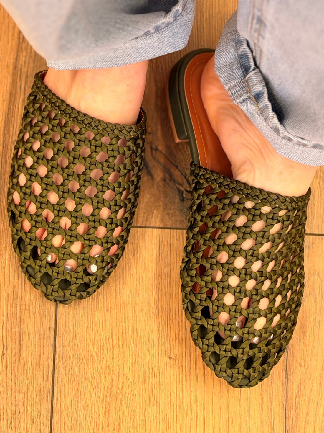 Mules tressées kaki - Léone