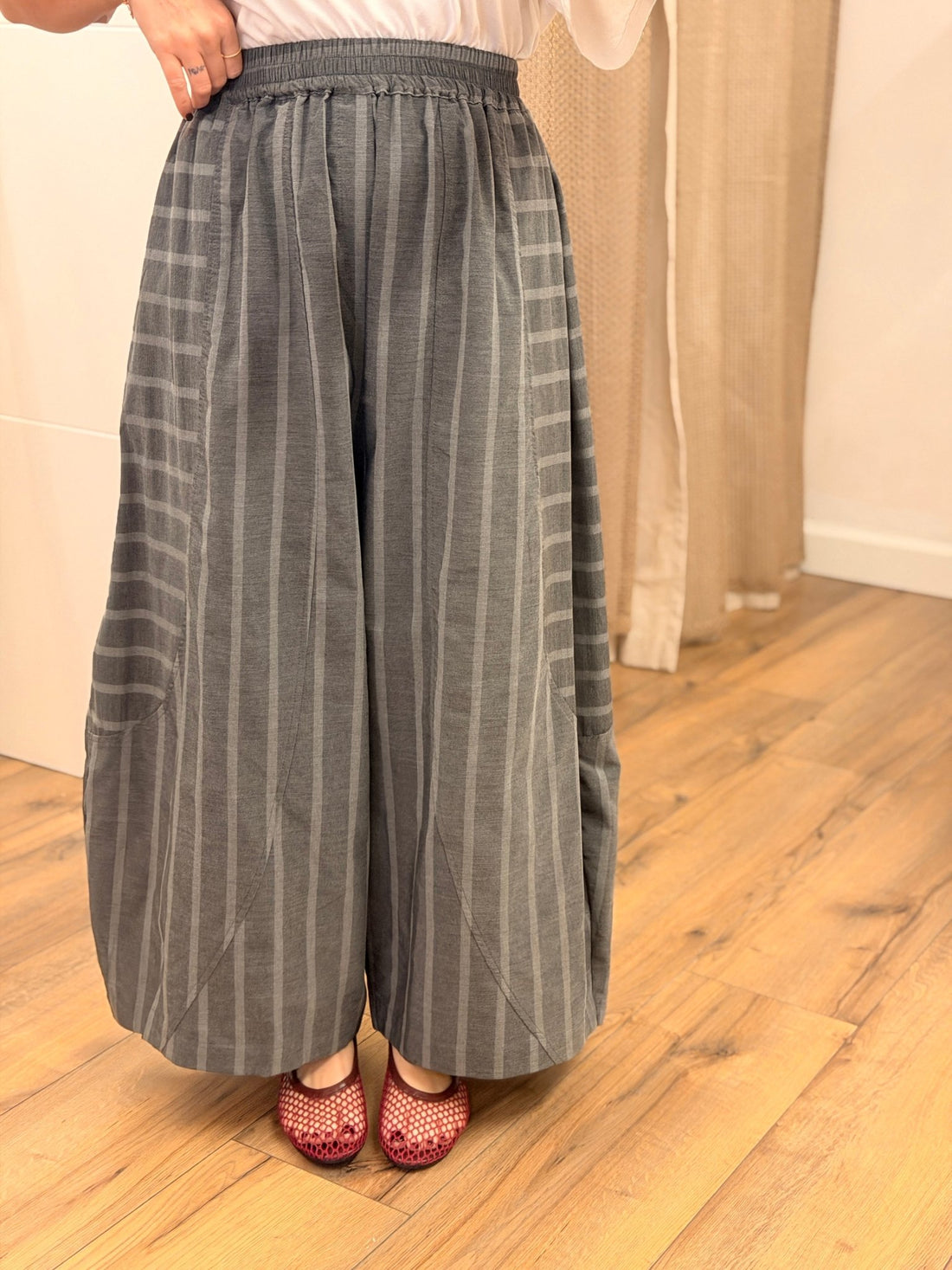 Pantalon ballon rayé gris - Léone