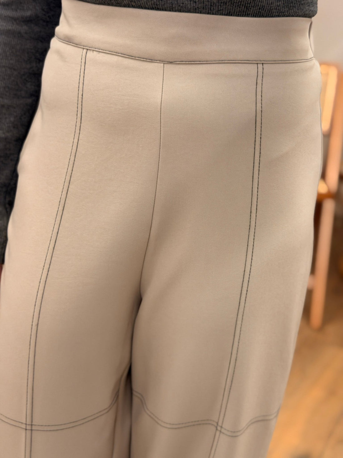 Pantalon beige quadrille - Léone