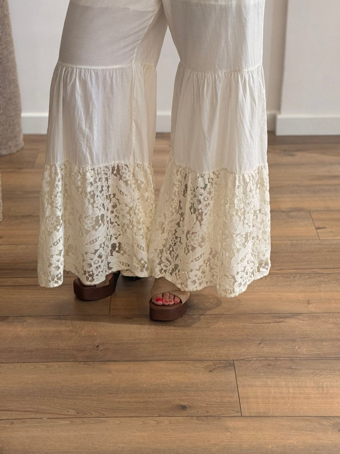 Pantalon dentelle Elsa écru - Léone