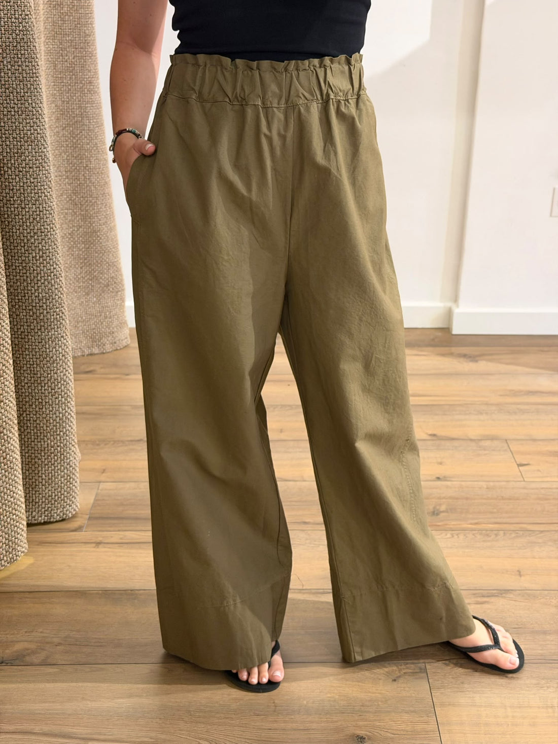 Pantalon en popeline Zao kaki - Léone