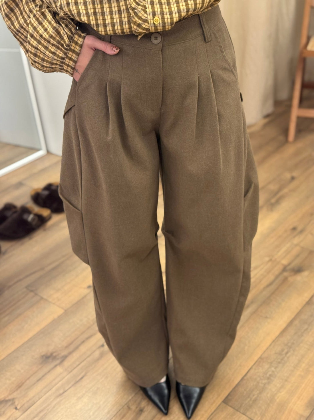 Pantalon gregoire taupe - Léone
