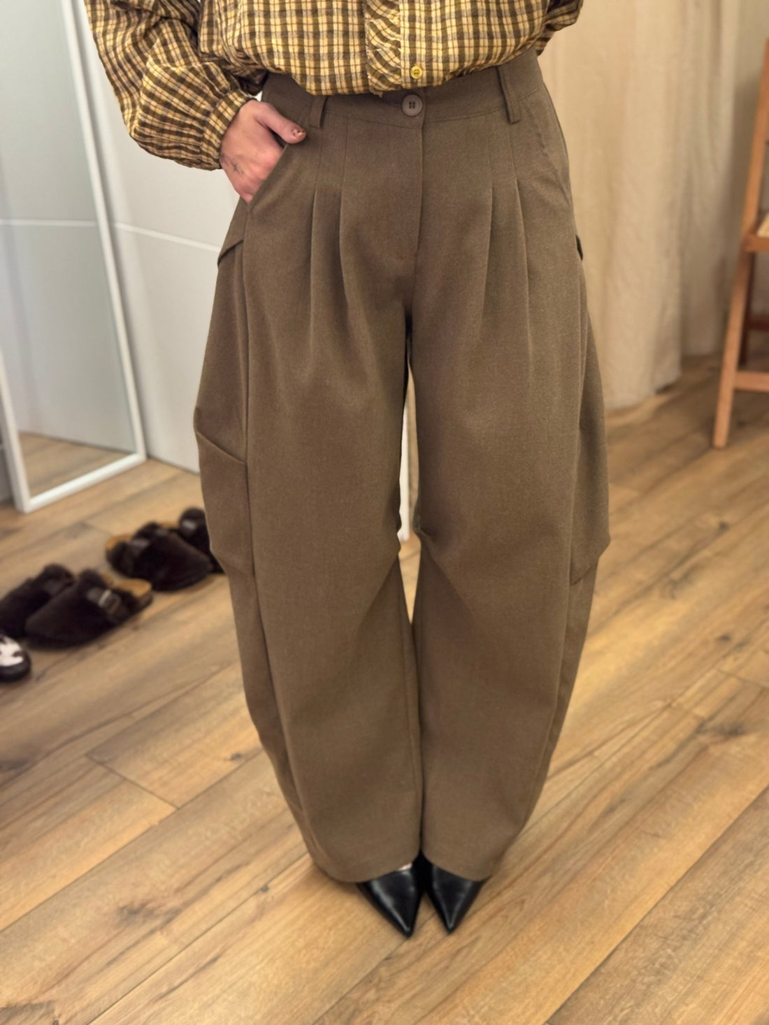 Pantalon gregoire taupe - Léone
