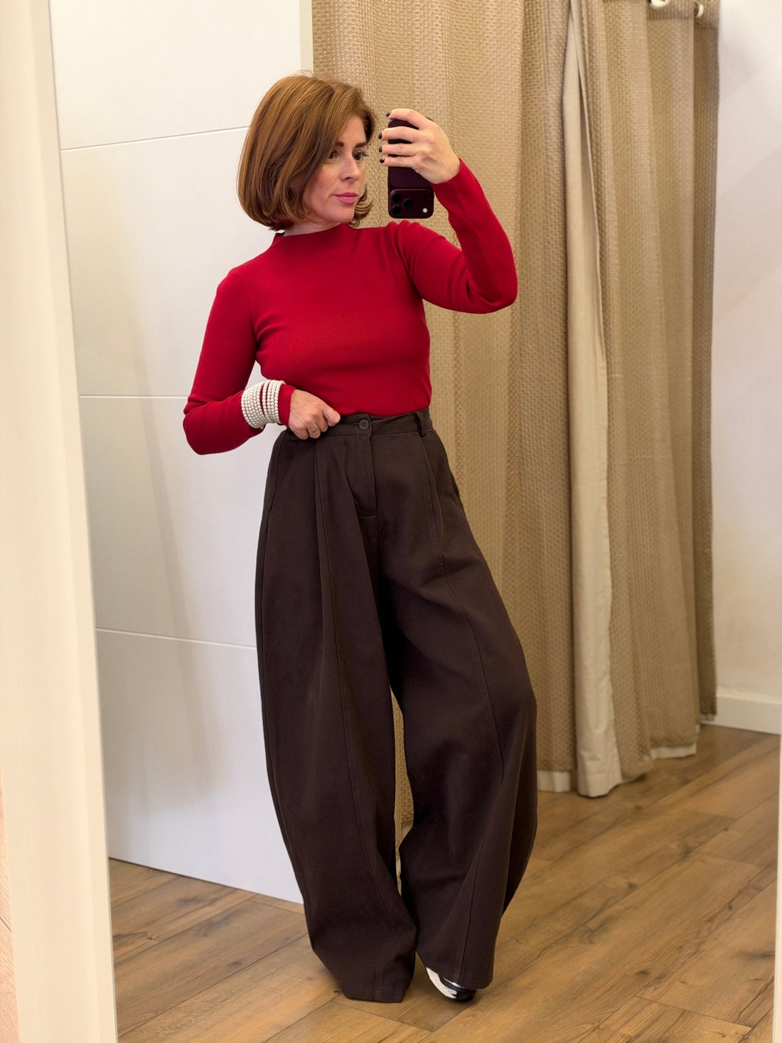 Pantalon large marron - Léone