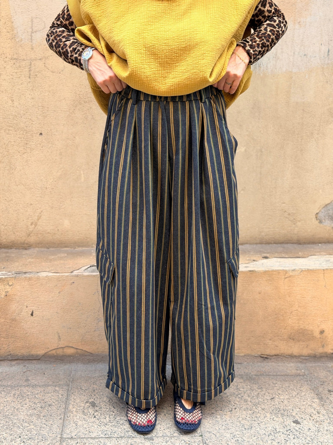 Pantalon large rayé Trevor - Léone