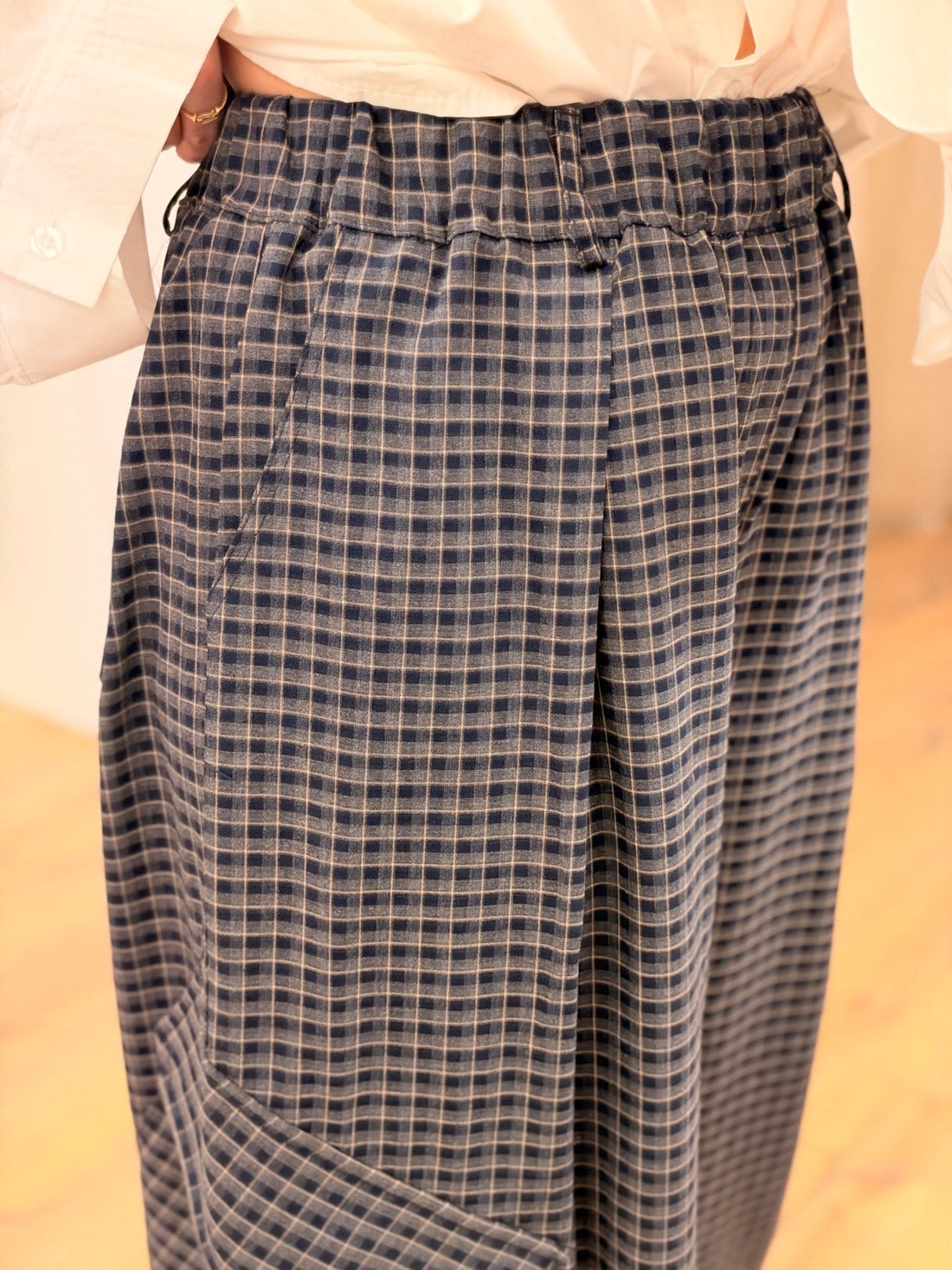 Pantalon petits carreaux bleu - Léone