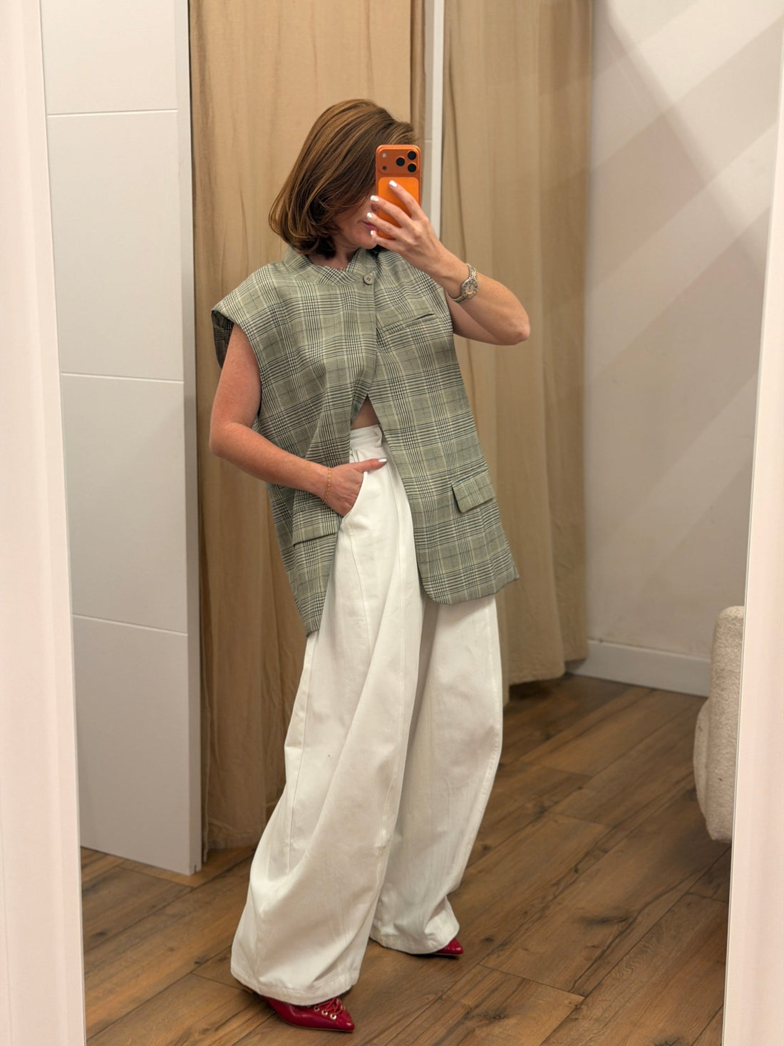 Pantalon Polka blanc uni - Léone
