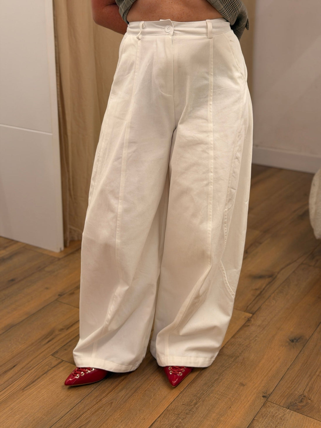 Pantalon Polka blanc uni - Léone