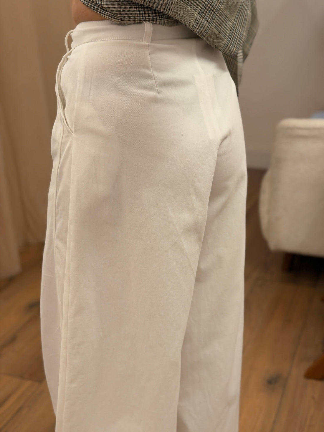 Pantalon Polka blanc uni - Léone