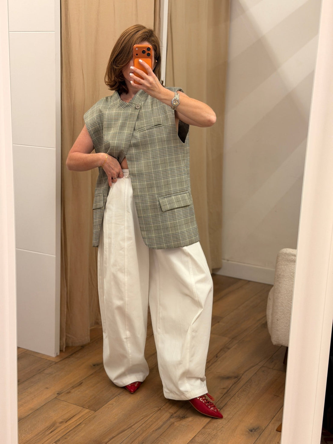 Pantalon Polka blanc uni - Léone