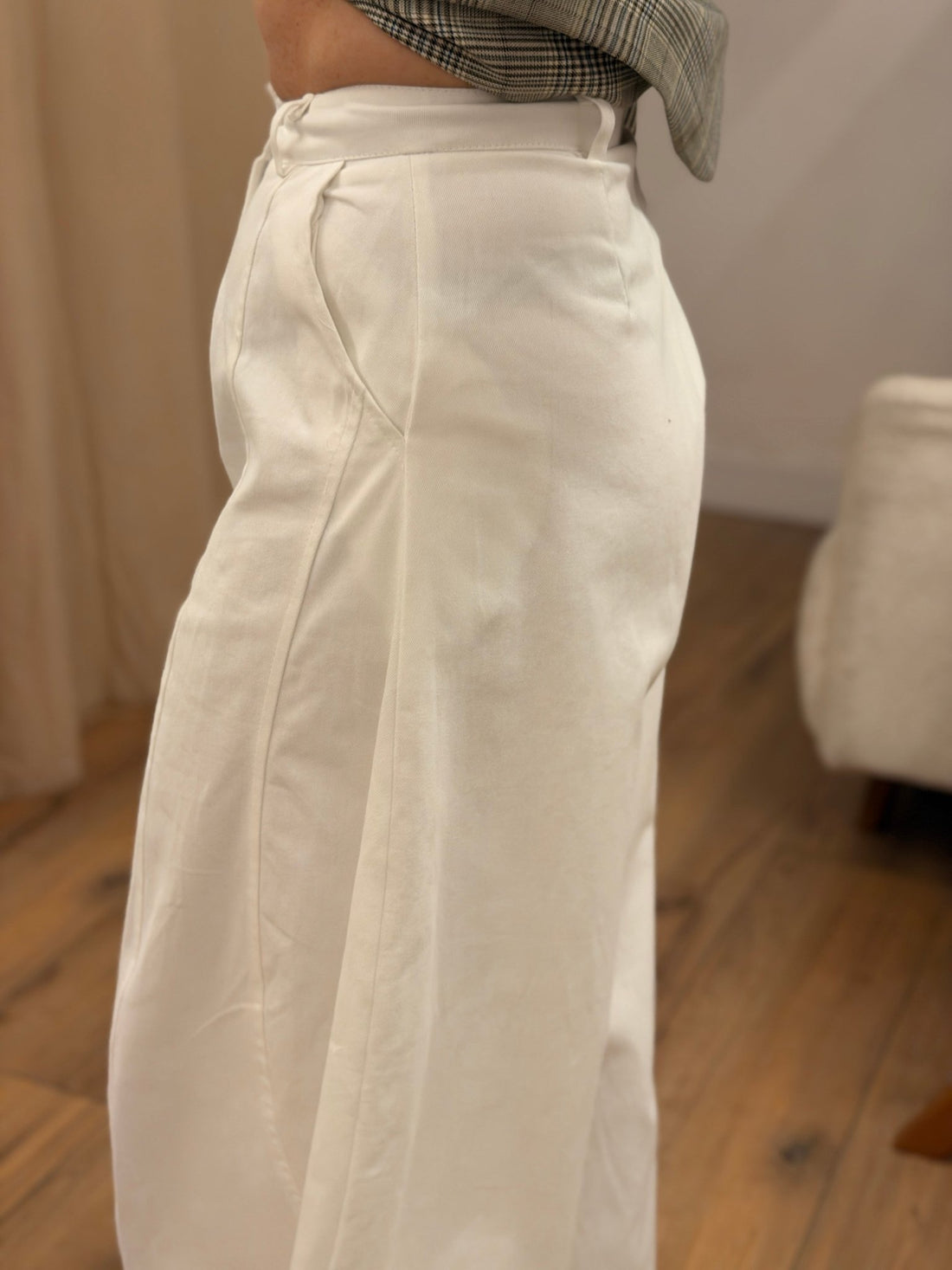 Pantalon Polka blanc uni - Léone
