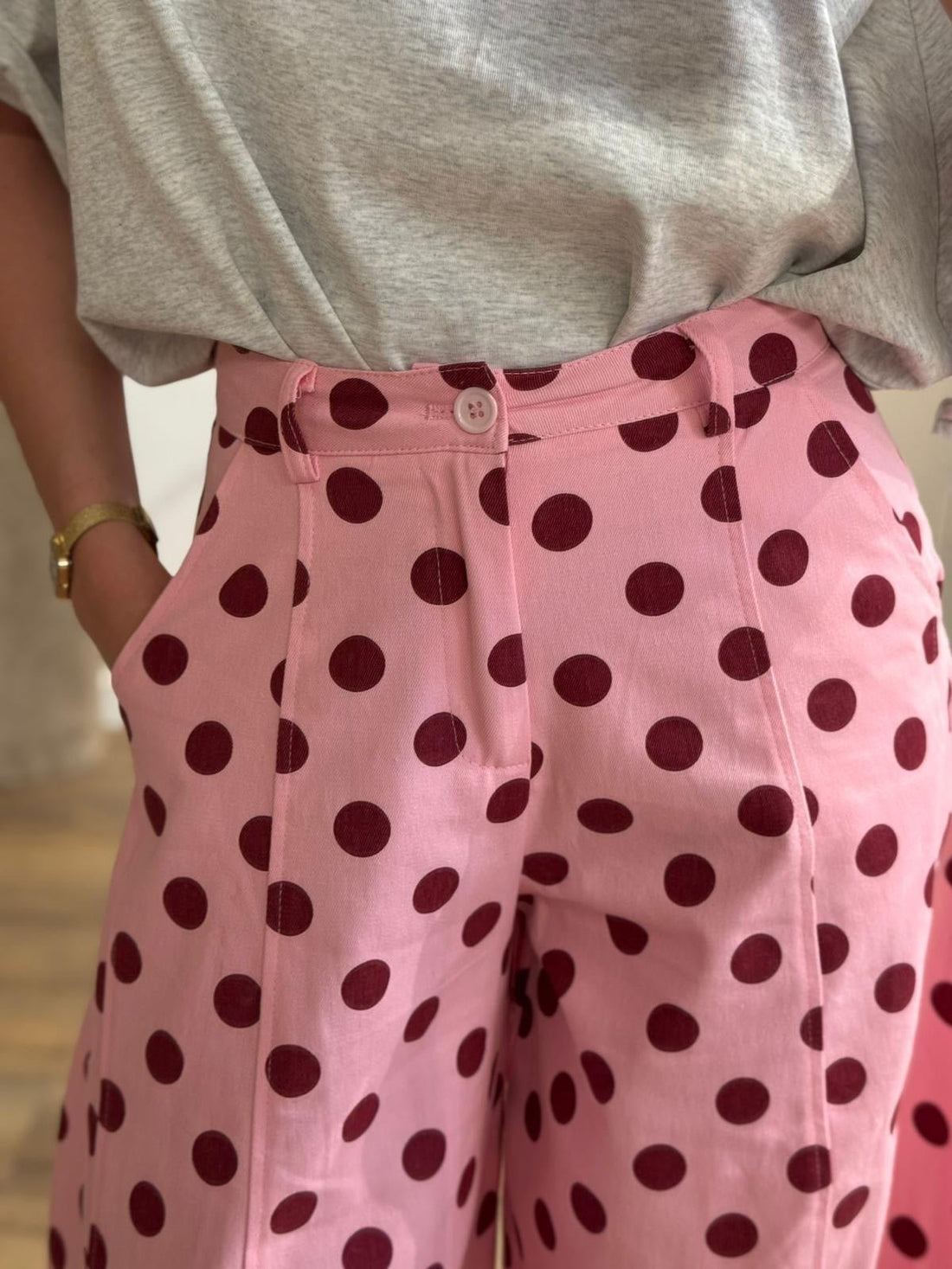 Pantalon Polka rose - Léone