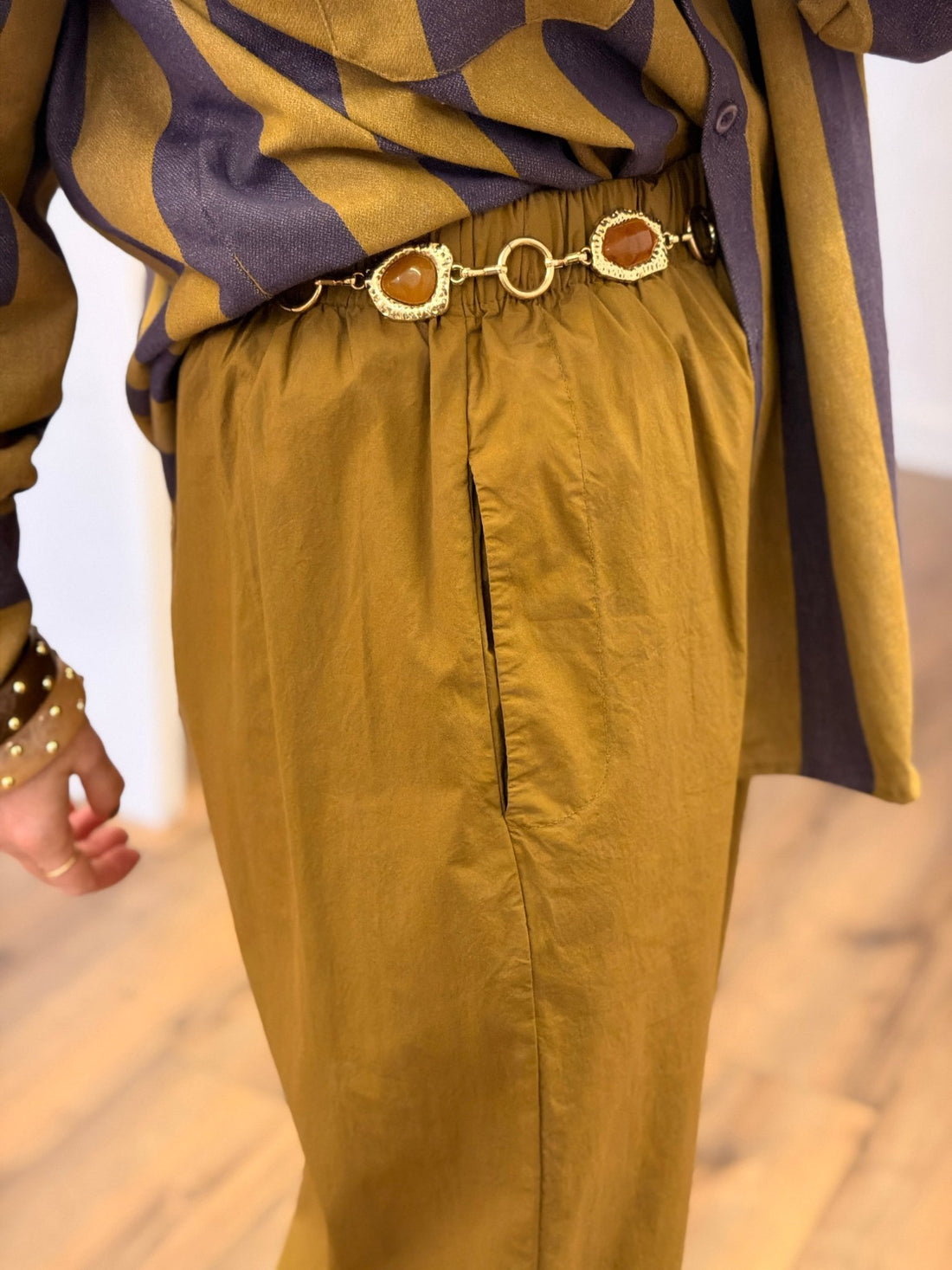 Pantalon popeline Marco ocre - Léone