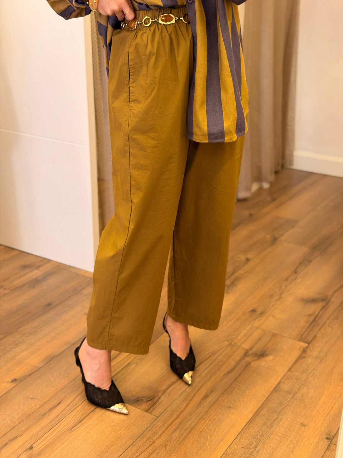 Pantalon popeline Marco ocre - Léone