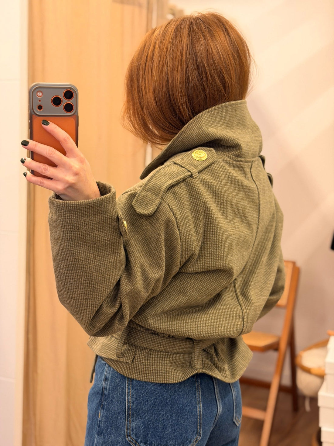 Perfecto en tissu kaki - Léone