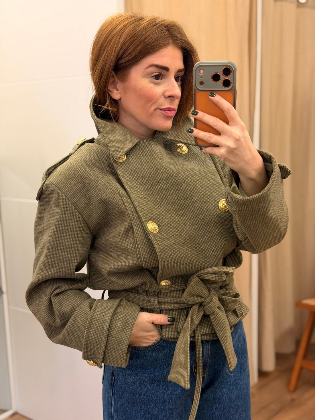 Perfecto en tissu kaki - Léone