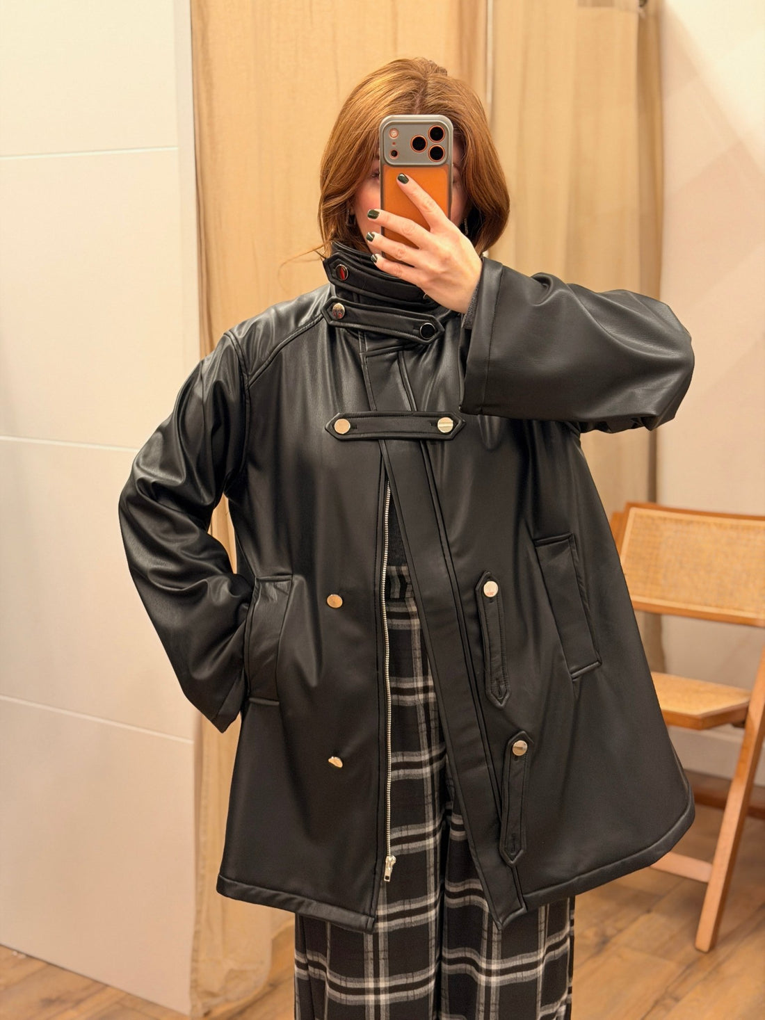 Perfecto simili noir col haut - Léone