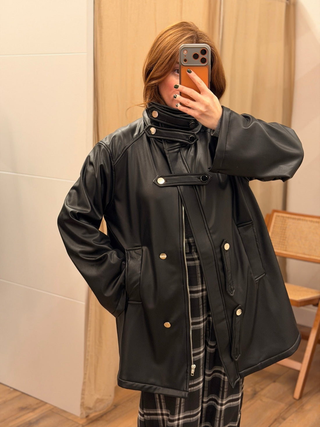 Perfecto simili noir col haut - Léone