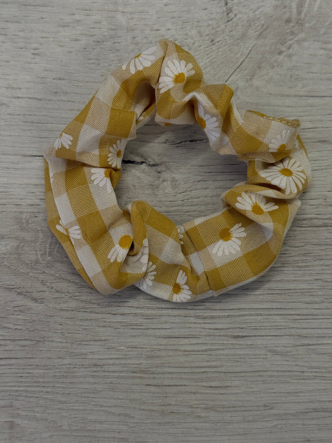 Petit chouchou jaune vichy fleur - Léone