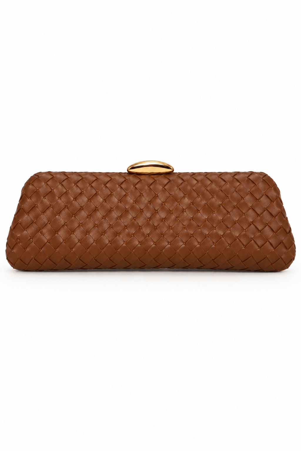 Pochette plate tressée camel - Léone
