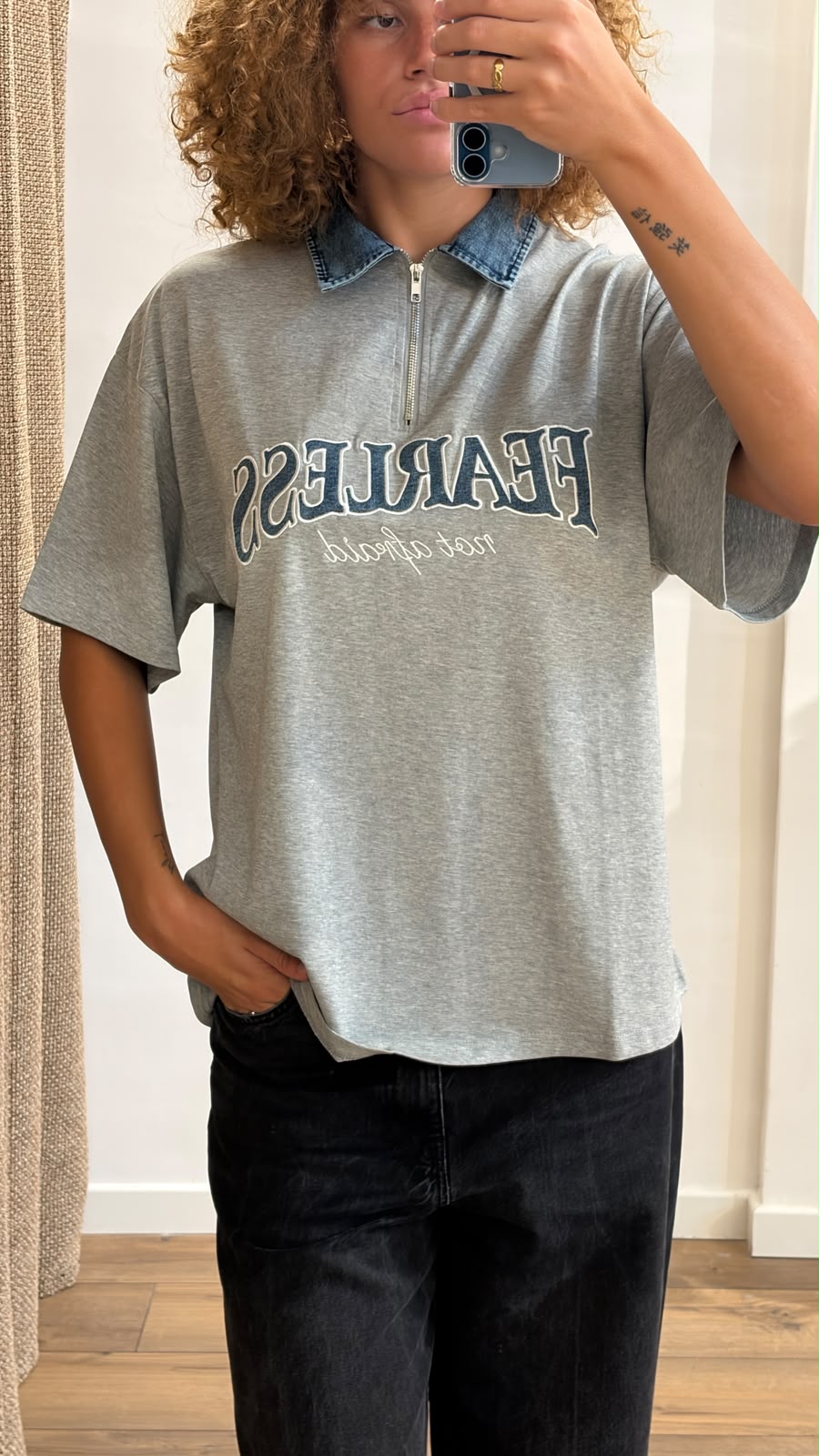 Polo oversize Samo gris - Léone