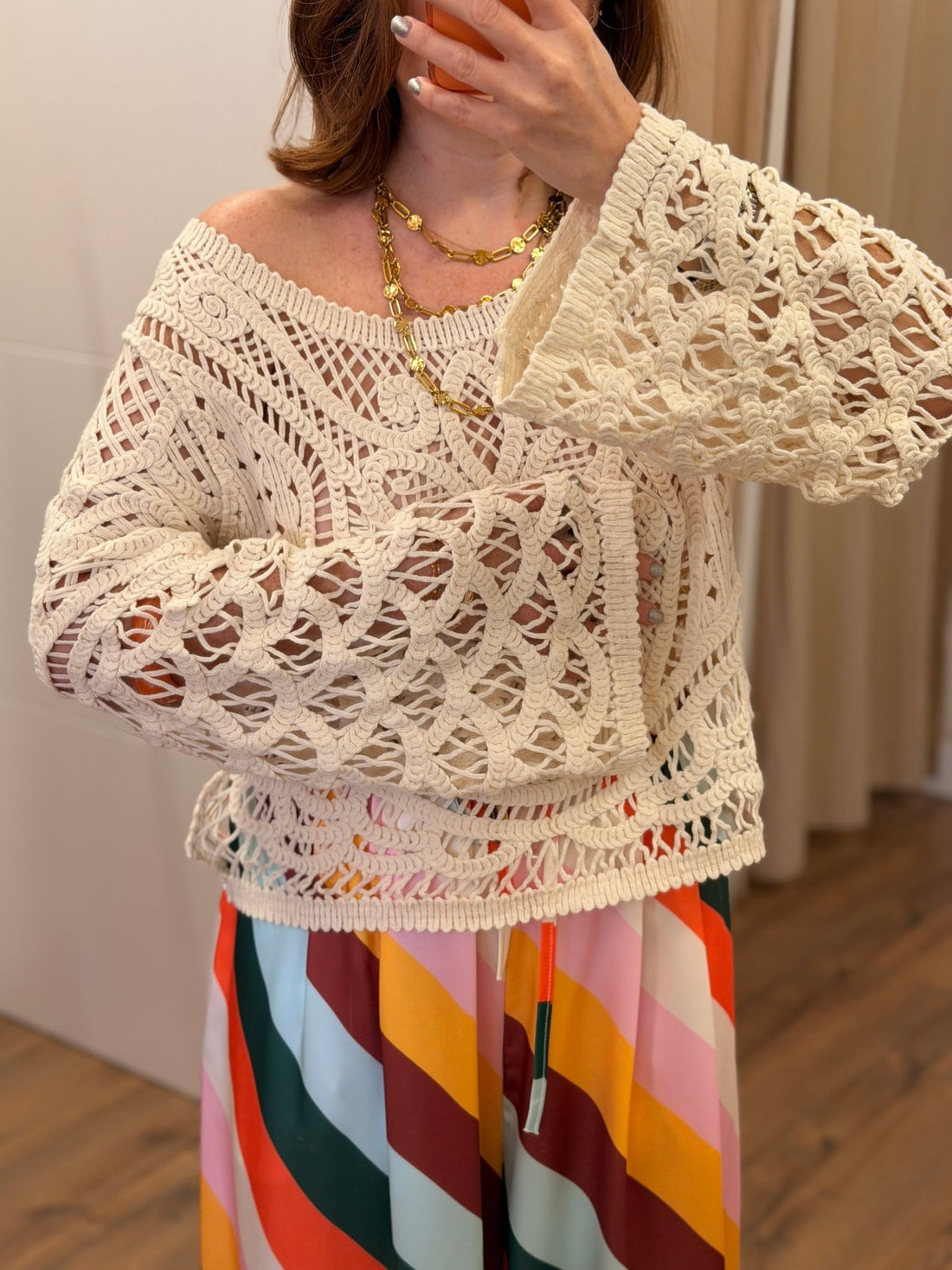 Pull en crochet beige Lita - Léone