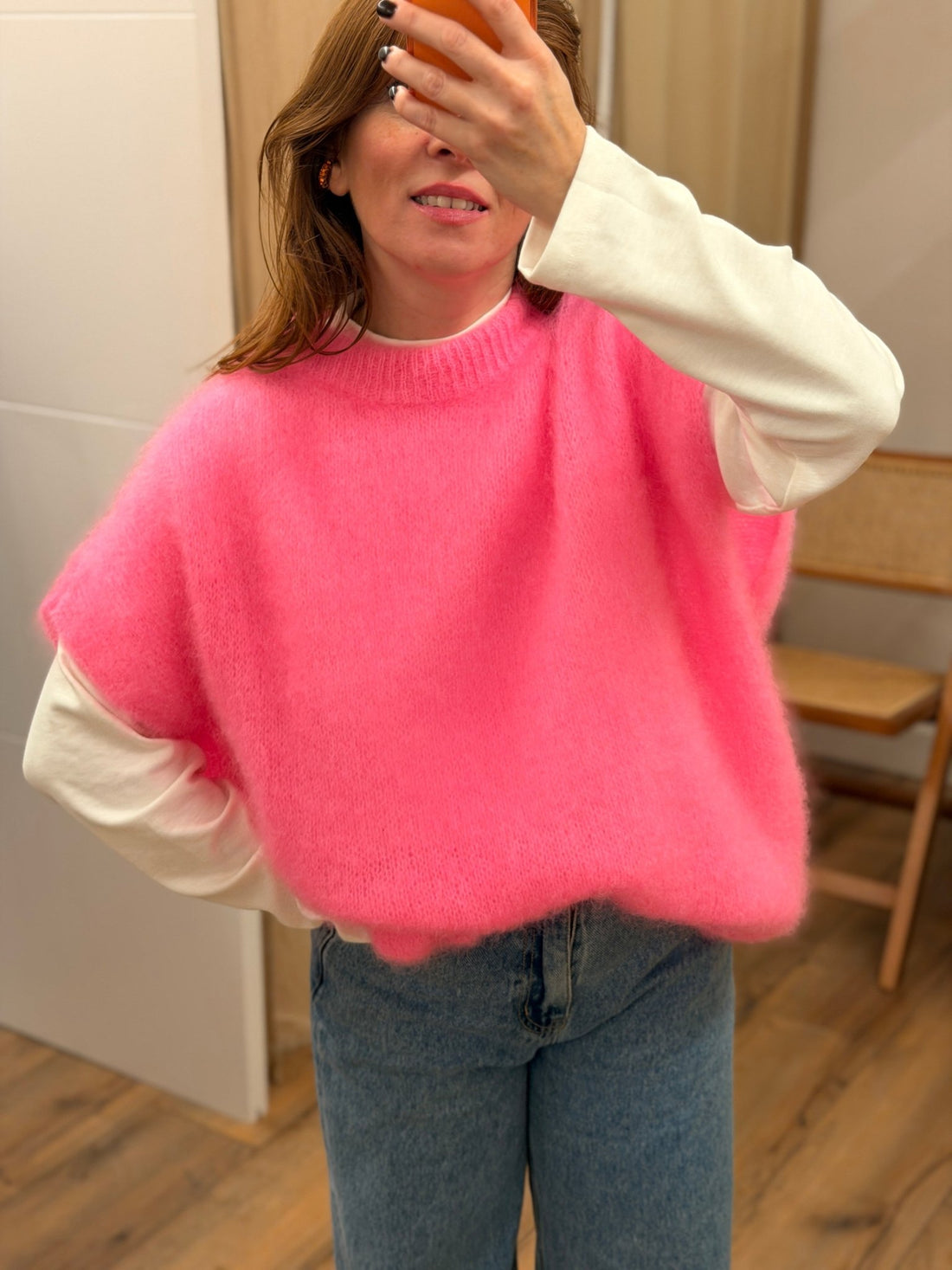 Pull en mohair rose Elyo - Léone