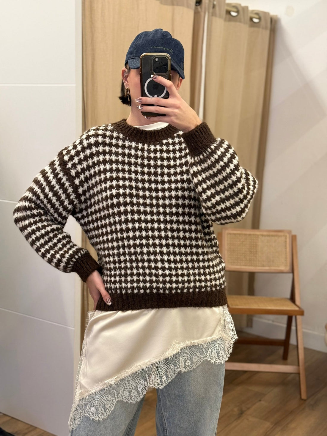 Pull jacques raye marron - Léone