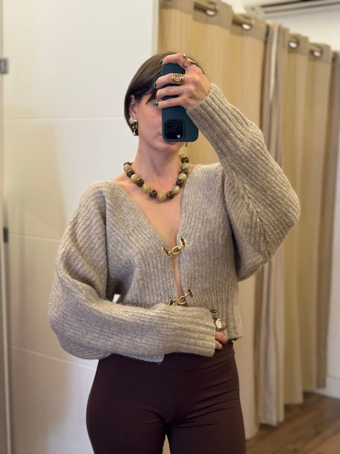 Pull Lax taupe - Léone