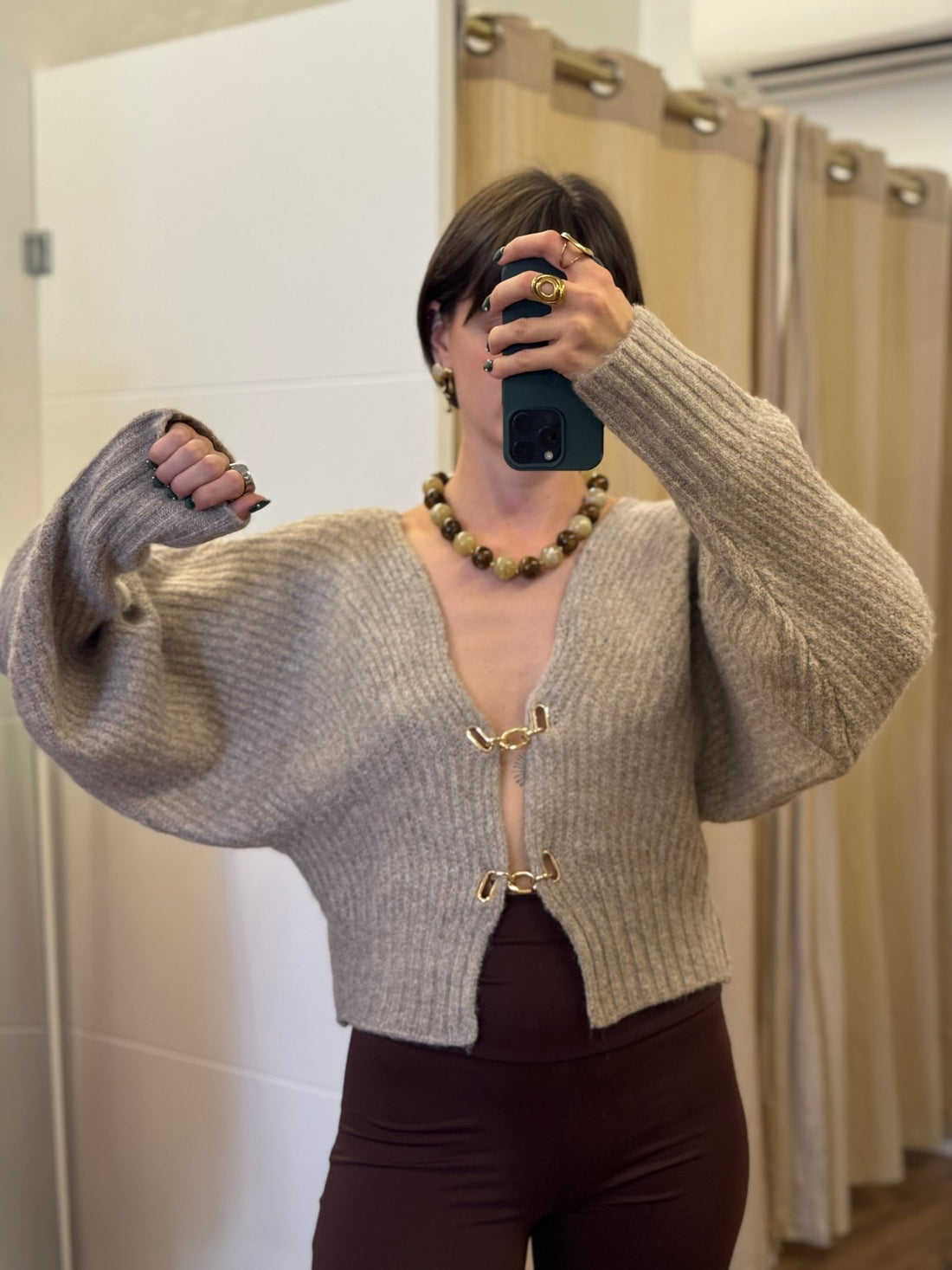 Pull Lax taupe - Léone