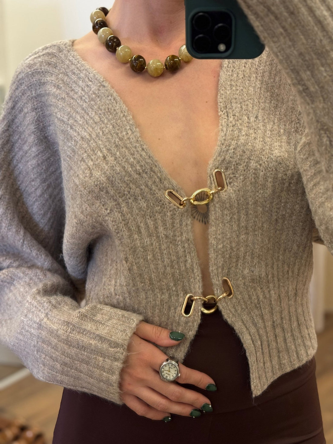 Pull Lax taupe - Léone