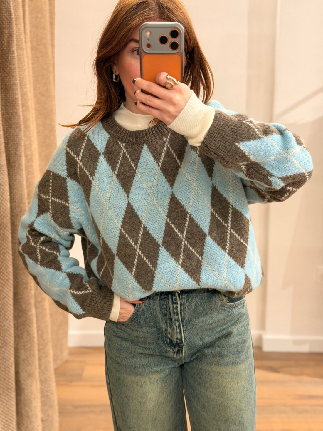 Pull losanges bleu Karl - Léone