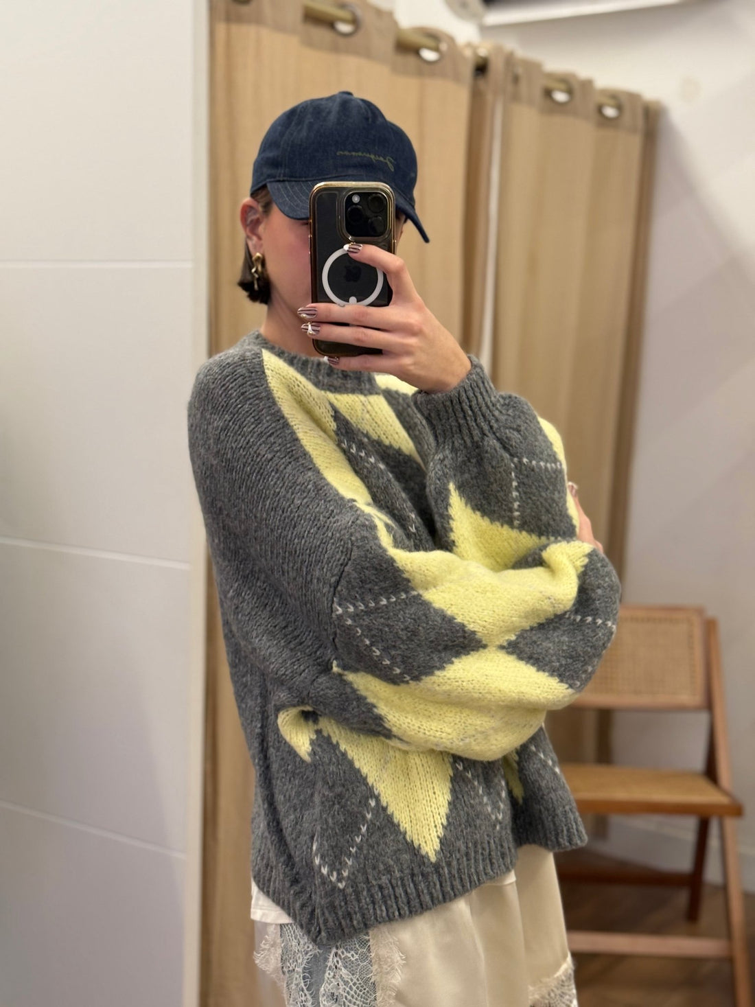 Pull losanges yvan jaune - Léone