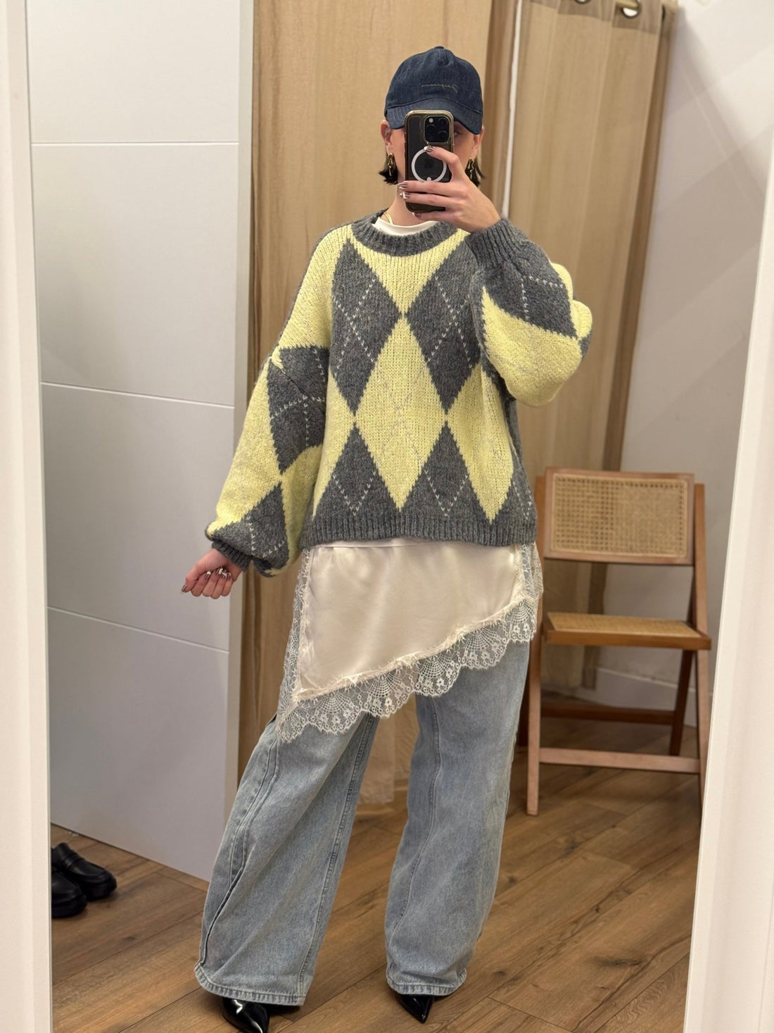 Pull losanges yvan jaune - Léone