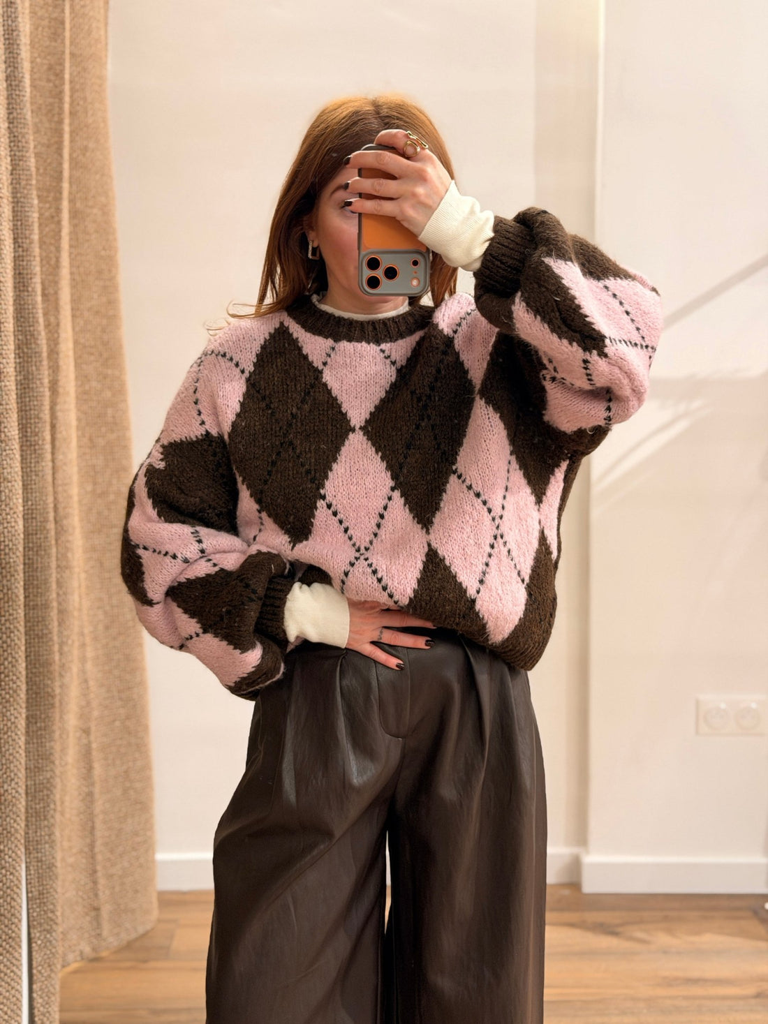 Pull losanges Yvan rose - Léone