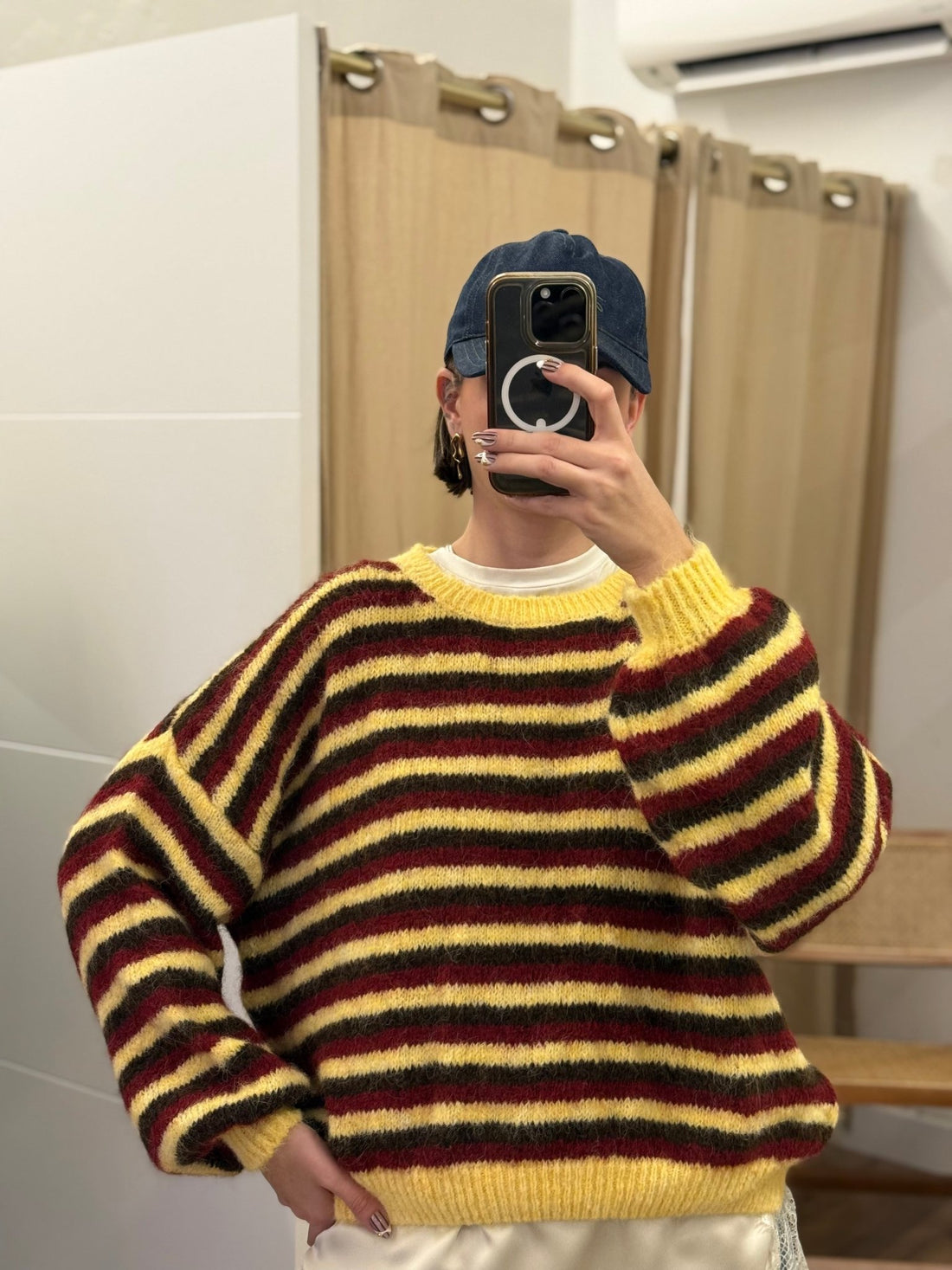 Pull raye quentin bordeaux - Léone