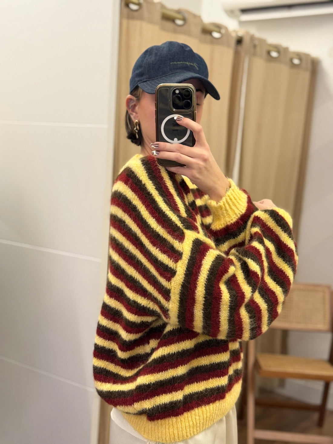 Pull raye quentin bordeaux - Léone