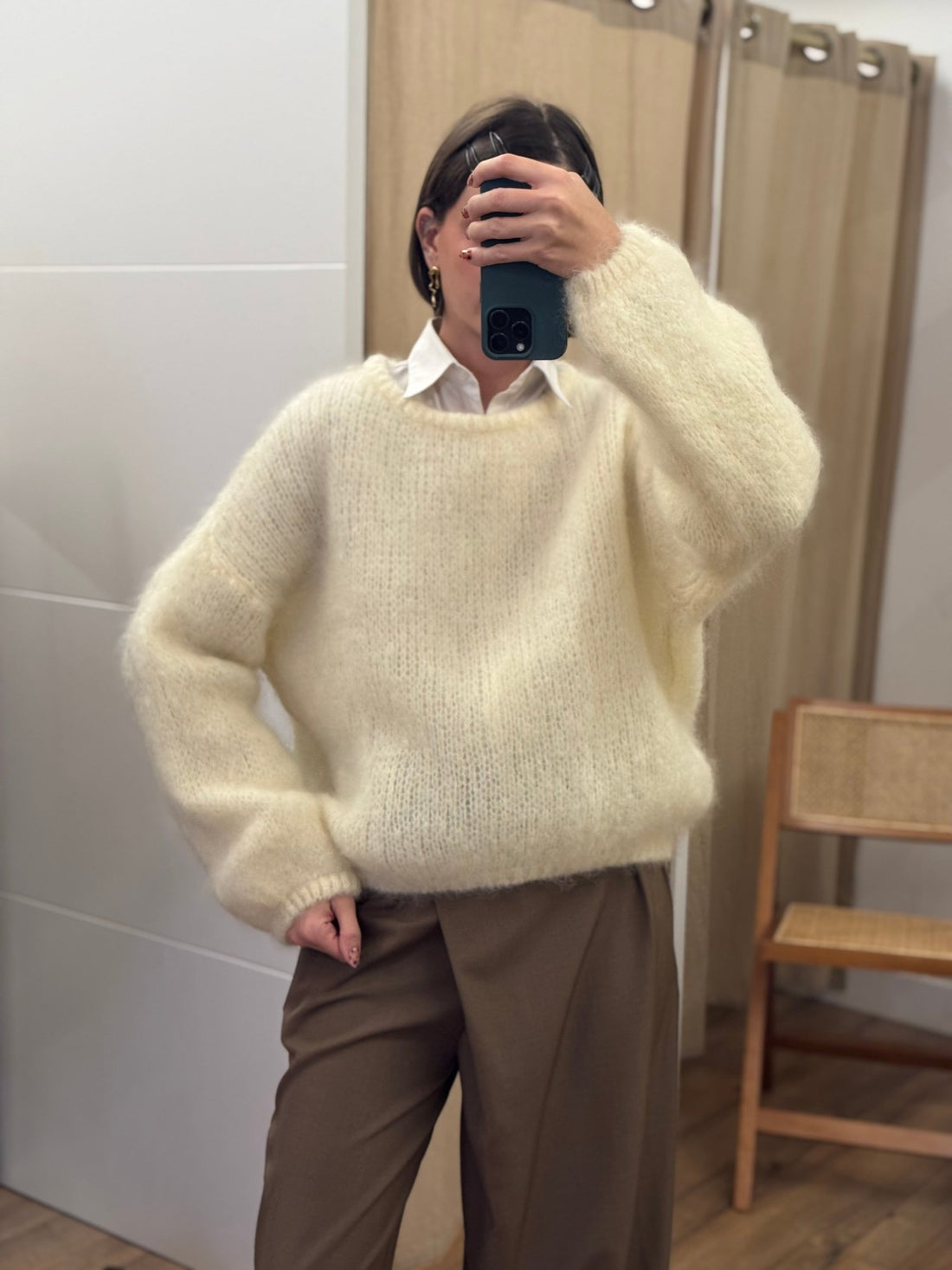 Pull thal en mohair ecru - Léone