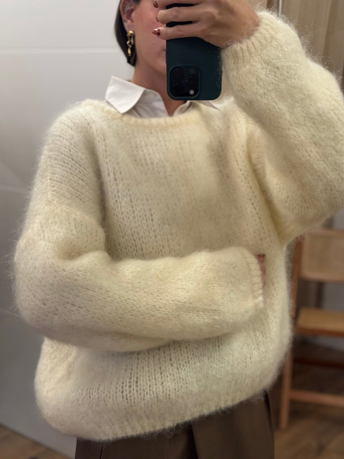 Pull thal en mohair ecru - Léone