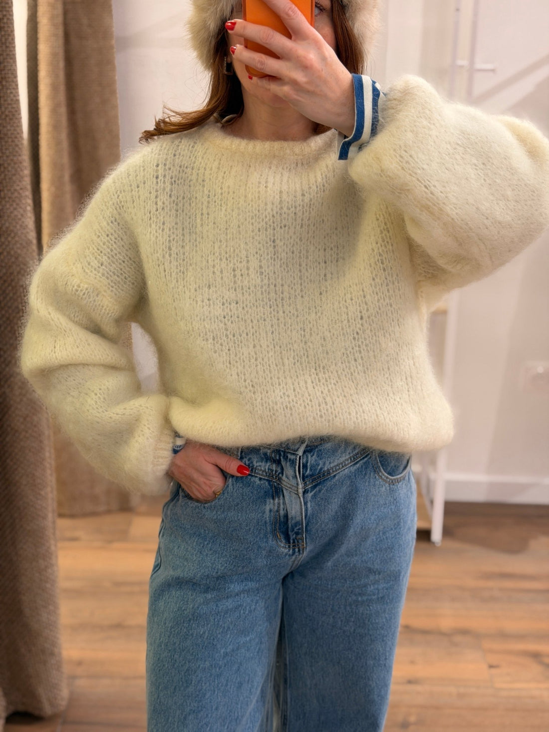 Pull thal en mohair ecru - Léone